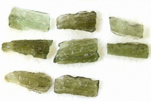 Natural Czech moldavites, total 1.9 grams, 8 pieces, from locality Chlum