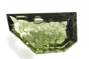 Faceted moldavite, 3.35 carats, 14.3x8.4x4.4 mm