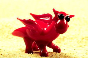 Dragon (red) - glass animal / figurine, made in Czech Republic, quality handwork
