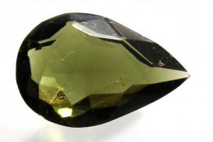 Faceted moldavite, 2.8 carats, 13.3x9x5 mm