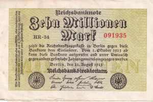 German banknotes from 1922 - 1923, priced for 5 pieces, see photo, Reichsbanknote