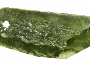 Faceted moldavite, 10.05 carats, natural Czech moldavite, faceted moldavite with partially preserved natural structure