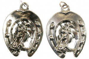 Horse's head with horseshoe - pewter pendant, quality Czech handmade, tin alloy, original beautiful gift