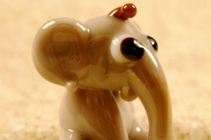 Lovely baby elephant - glass animal / figurine, made in Czech Republic, quality handwork
