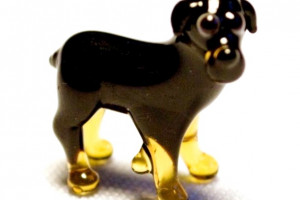 Rottweiler (rotvaler) - glass animal / figurine, made in Czech Republic, quality handwork