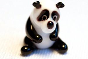 Panda bear - glass animal / figurine, made in Czech Republic, quality handwork / no.269