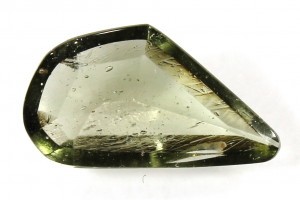 Faceted moldavite, 1.4 carats, 13x7x3 mm