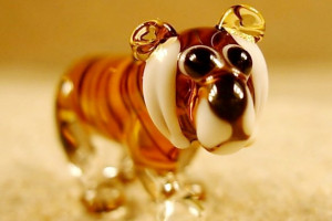 Tiger - standing - glass animal / figurine, made in Czech Republic, quality handwork / no.68