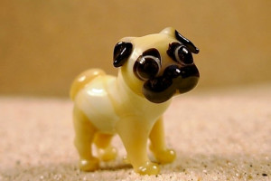 Pug standing - glass animal / figurine, made in Czech Republic, quality handwork / no.42