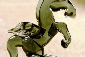 Pegasus (olive green) - glass animal / figurine, made in Czech Republic, quality handwork / no.185