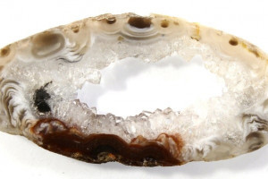 Agate with quartz crystals from Brazil, slice with natural color - uncoloured! 7.64 grams, 52x24x4 mm, nice slice
