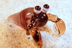 Hermit crab (brown) - glass animal / figurine, made in Czech Republic, quality handwork