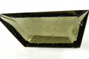 Faceted moldavite, 1.05 carats, 12x5x3 mm