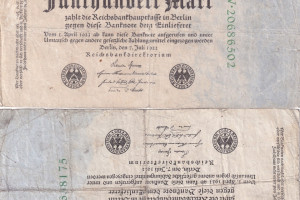 German banknotes from 1920 - 1923, priced for 15 pieces, see photo, Reichsbanknote