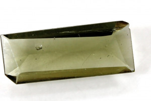 Faceted moldavite, 1.05 carats, 12.7x5x2.6 mm