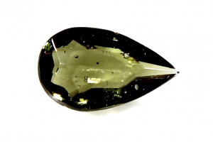 Faceted moldavite, 0.85 carats, 9x5.5x3.2 mm