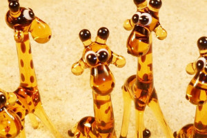 Giraffe (yellow) - glass animal / figurine, made in Czech Republic, quality handwork