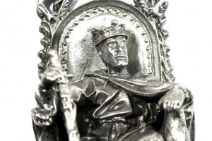 KING on the throne - pewter figurine, quality Czech handmade, tin alloy, original beautiful gift, approx. 100 grams, approx. 72x36x34 mm