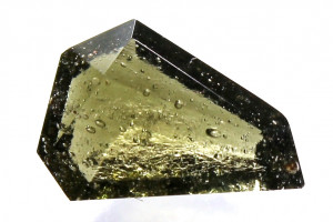 Faceted moldavite, 1.25 carats, natural Czech moldavite