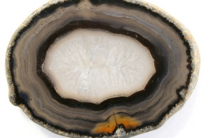 Brazilian agate with crystal, 42x32x4 mm, 11.18 grams, nice polished slice