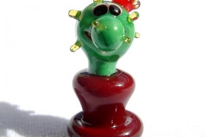 Cheerful and friendly cactus - glass animal / figurine, made in Czech Republic, quality handwork / no.18