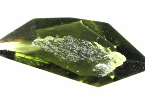 Faceted moldavite, 5.3 carats, natural Czech moldavite, faceted moldavite with partially preserved natural structure