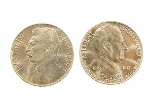Silver (Ag) coins - communist leaders J. V. Stalin USSR (Russia) and Klement Gottwald Czechoslovakia, very nice coins, price for 2 pieces