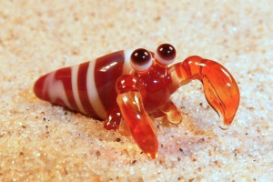 Hermit crab (brown-orange) - glass animal / figurine, made in Czech Republic, quality handwork