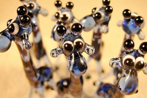 Giraffe (blue) - glass animal / figurine, made in Czech Republic, quality handwork / no.87