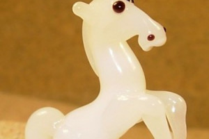 Unicorn (alabaster color) - glass animal / figurine, made in Czech Republic, quality handwork / no.244