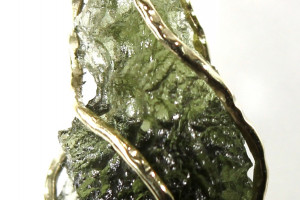 Gold (Au 585) pendant, 1.38 grams - natural Czech moldavite from locality CHLUM in a gold cage, made in the Czech Republic, quality handmade, unisex pendant