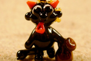 Cute small devil - glass animal / figurine, made in Czech Republic, quality handwork