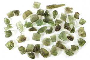 Natural Czech moldavites, total 32.15 grams, 46 pieces, from locality Chlum