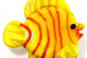 Hanging yellow fish - glass animal / figurine