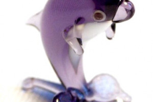 Dolphin standing (violet) - glass animal / figurine, made in Czech Republic, quality handwork